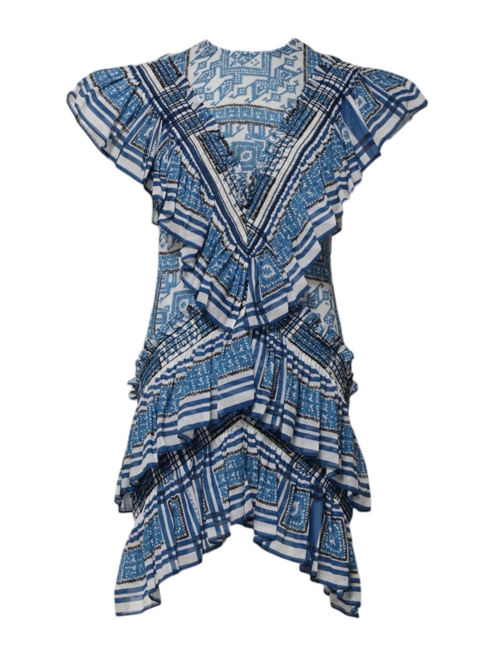 688$ Philosophy Di Lorenzo Serafini Geometric Print silk cotton Tiered Dress